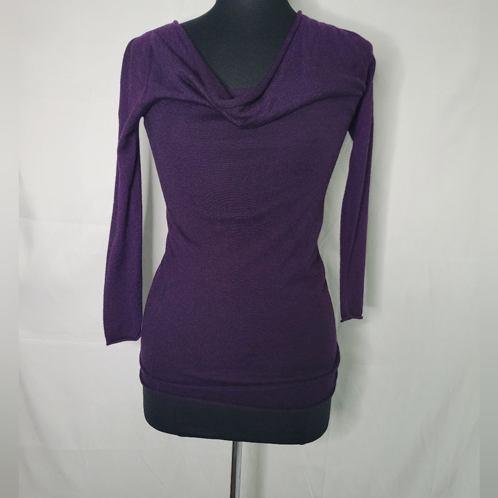 Donna Karan Cashmere V-Cowel Neck Long Sleeve Double Layer Sweater SAMPLE